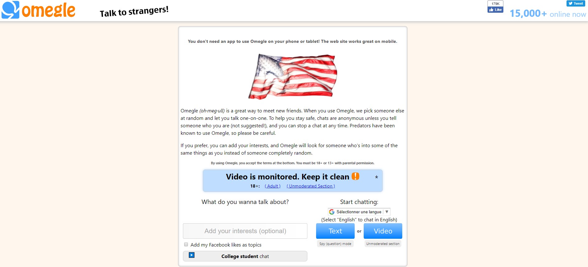 Omegle talk to strangers google chrome site comme