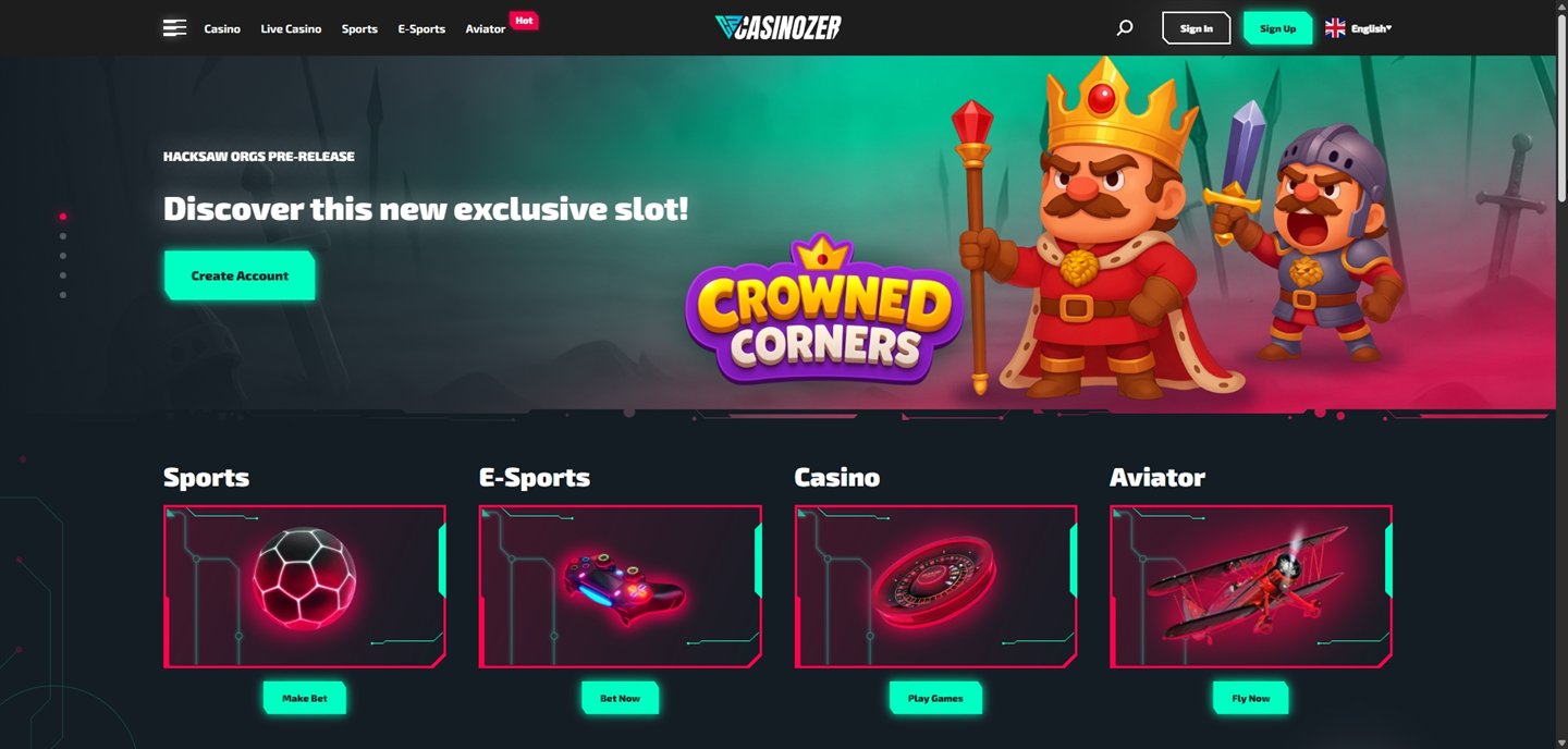 Casinozer : page d'accueil, sport, e-sport et casino